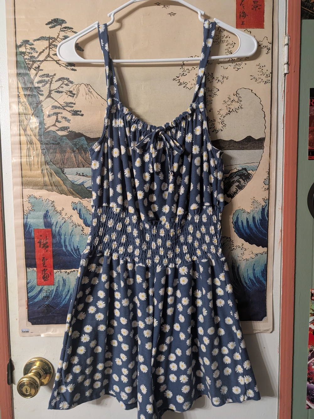 Girls' Navy Daisy Sundress with Smocked Waist